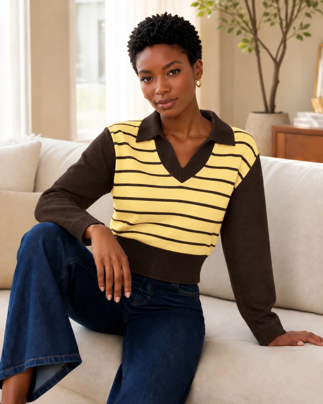 Striped knit vest