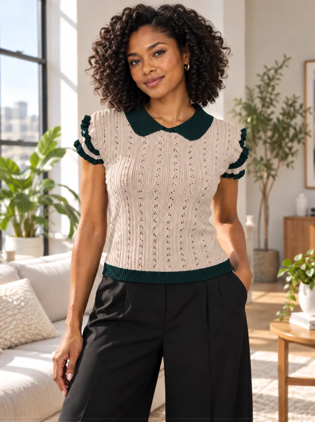 Open-stitch knit top