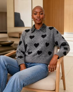 Heart-pattern knit pullover thumbnail 2