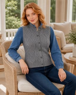 Cable-knit layering vest thumbnail 2