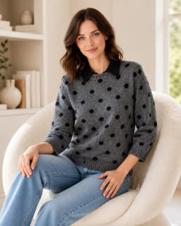 Polka-dot knit pullover thumbnail 2